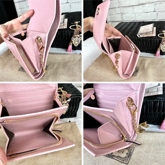 Gucci Marmont pink leather compact mini wallet crossbody or bum bag with chain - Picture 15 of 16